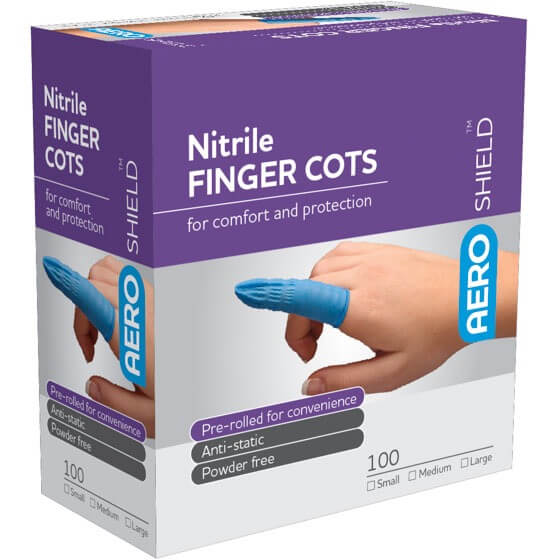 Finger Cots Nitrile Blue (100)