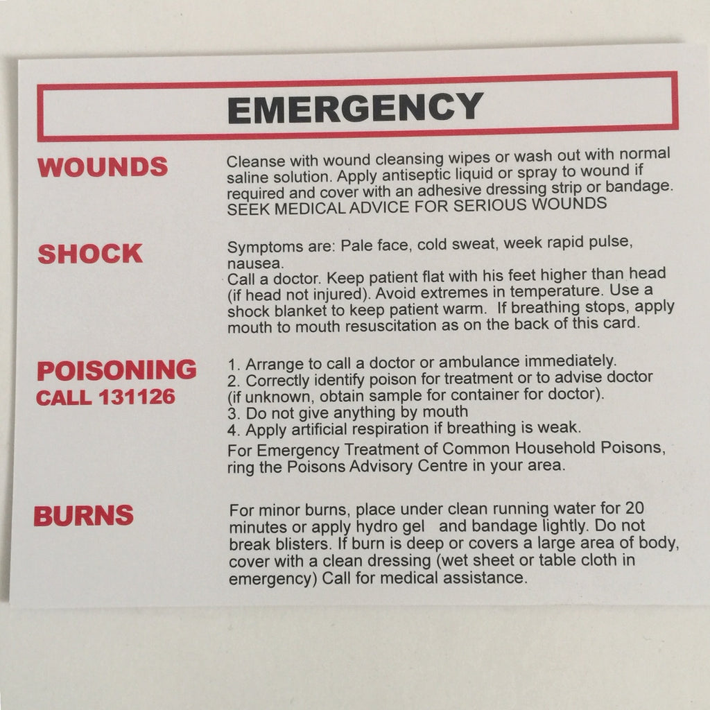 FIRST AID SAVE-A-LIFE CARD INSERT