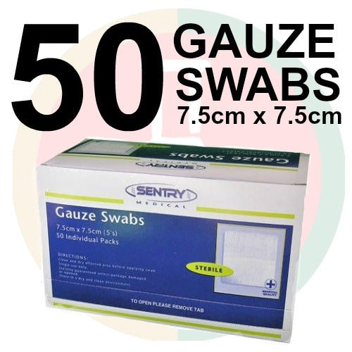 GAUZE SWABS 3'S 7.5CM STERILE BOX 50
