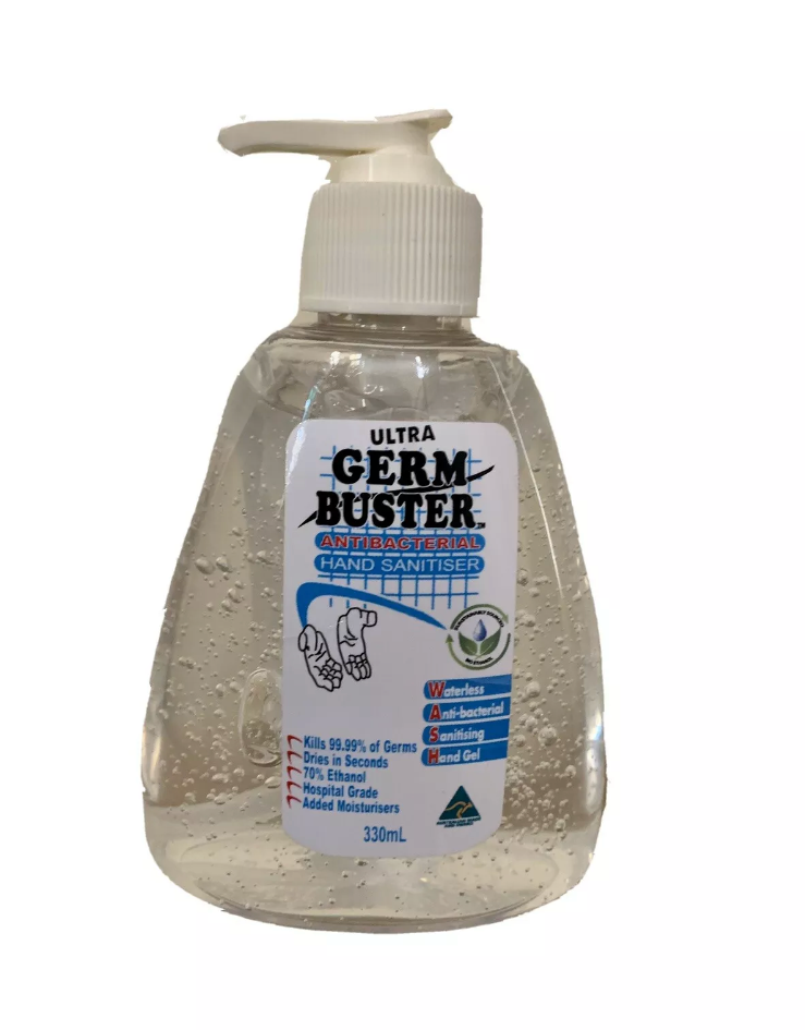 330ml Germ Buster Antibacterial Hand Sanitiser Gel Pump