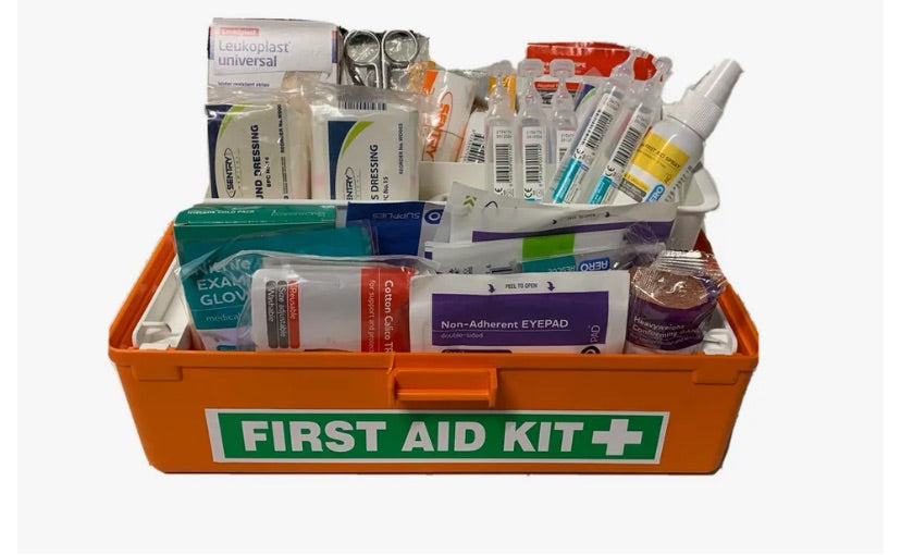 Small Home First Aid Kit orange white 1 tray tackle box