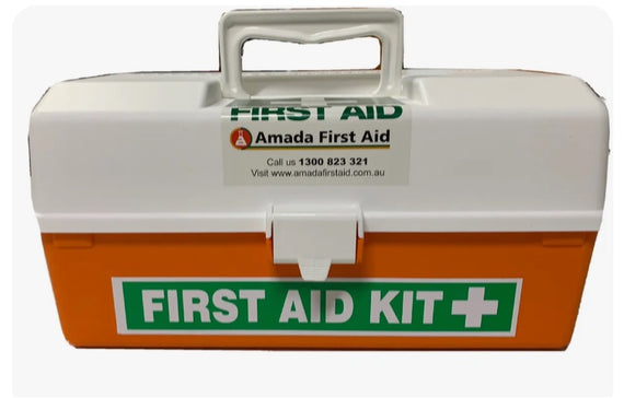 Small Orange White First Aid box with lift out tray