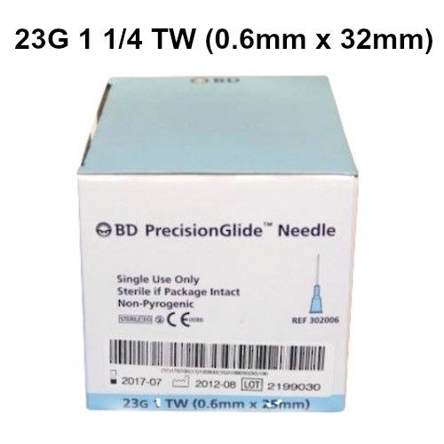 BD PRECISION GLIDE Needles 23G x 1-1/4" (0.6mm x 32mm) x 100