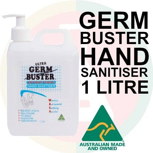 1 Litre Germ Buster Antibacterial Hand Sanitiser Gel Pump